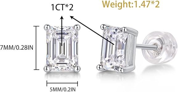 Emerald Cut Stud Earrings