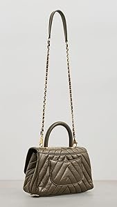 Chevron Quilted Top Handle Flap Bag