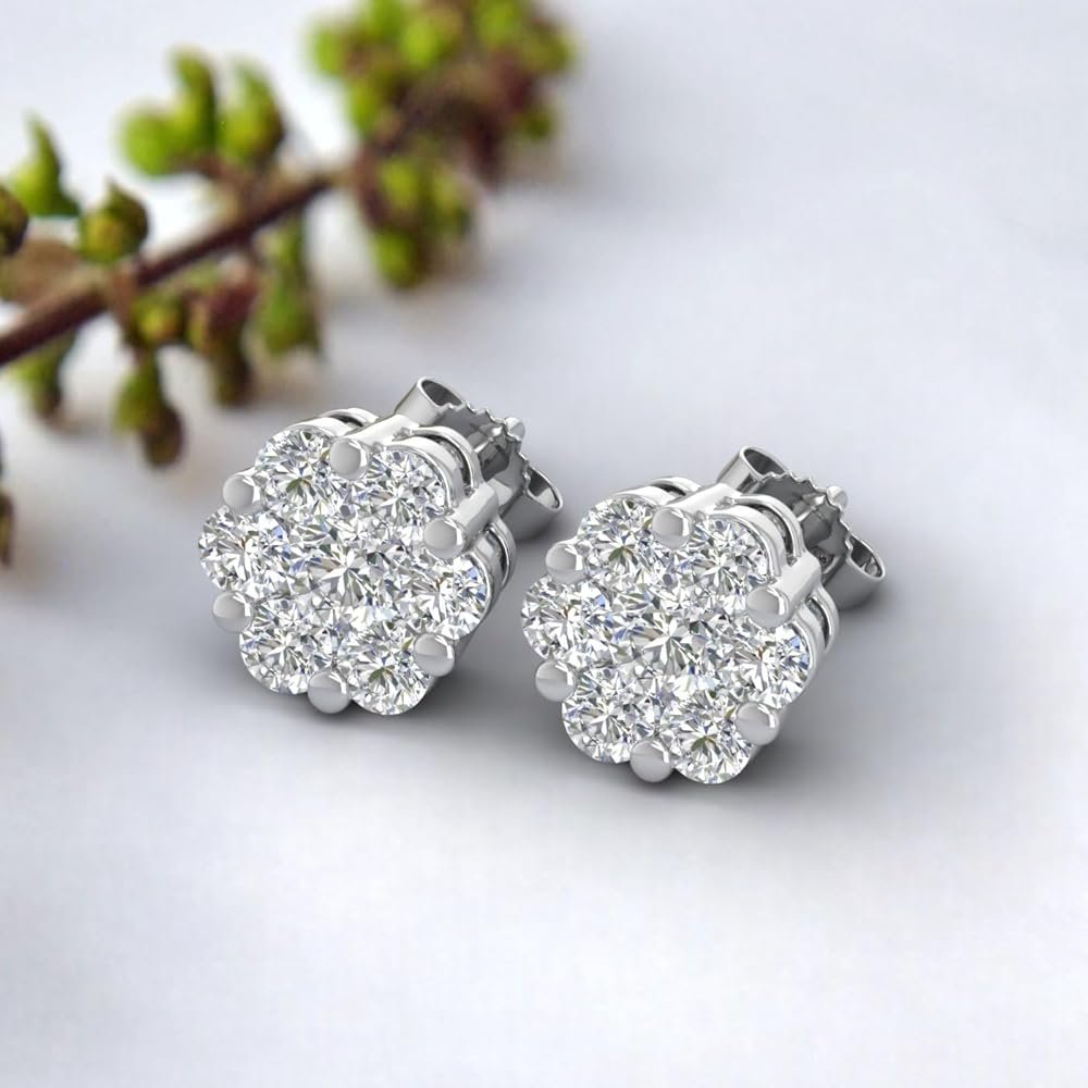 Flower Diamond Stud Earrings
